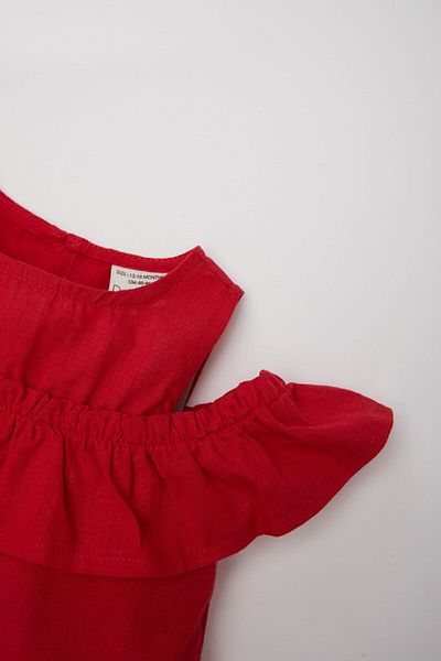 DeFacto Baby Girl Crew Neck Flared Poplin Short Sleeve Blouse E2849A525Sm