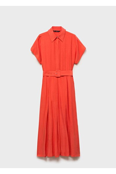 MANGO Woman Kemerli flared midi elbise