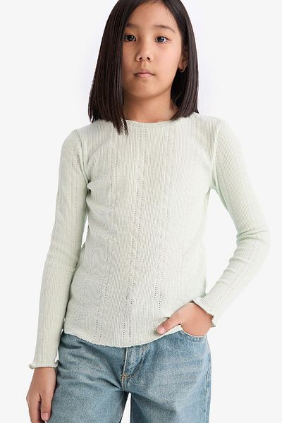 DeFacto Dívčí tričko Slim Fit Slim Fit Crew Tričko s dlouhým rukávem D9234A825SP