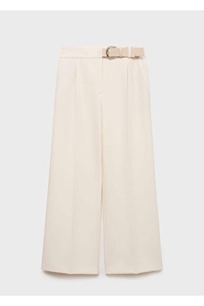 MANGO Woman Kemerli düz kesim pantolon