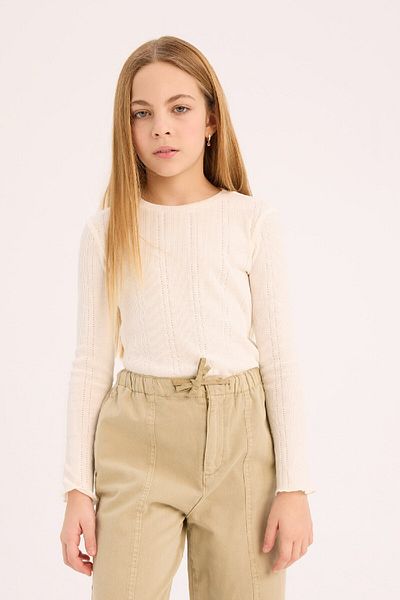 DeFacto Tricou cu mânecă lungă pentru fete, slim fit, cu decolteu rotund D9234A825SP