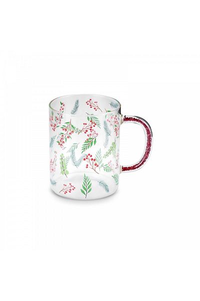 Karaca New Year Christmas Borosilicate, Mug with Jeweled Handle, 400ML, Multi