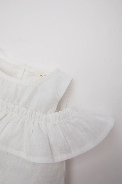 DeFacto Baby Girl Crew Neck Flame Poplin Short Sleeve Shirt E2849A525Sm