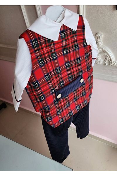 Tozpembebaby Plaid Vest Suit