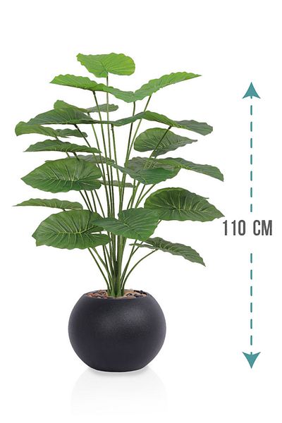 Generic Artificial Alocasia Heart Leaf Seedling in Round Plastic Pot