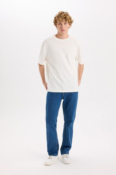 DeFacto Diago Comfort Fit Άνετη εφαρμογή Ψηλόμεσο Φαρδύ τζιν παντελόνι E3324ax25sp