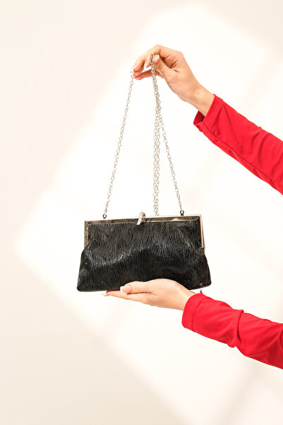 ROZA CANTA Γυναικείο βραδινό φόρεμα με μαύρο σχέδιο με πέτρινη λεπτομέρεια αξ...