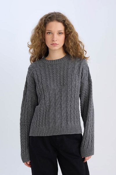 DeFacto Pulover Coool Oversize Wide Fit pentru decolteu triplu E2319AX24CW