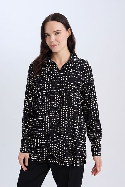 DeFacto Loose Fit Shirt Collar Pattern Long Sleeve Shirt Tunic T0609Az25Sp