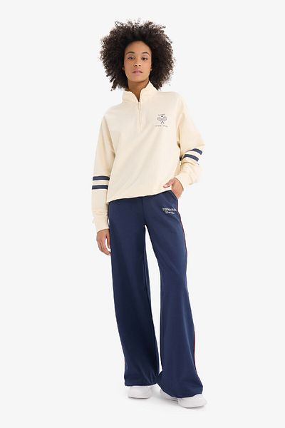 DeFacto Defactofit Oversize Wide Fit Half Zip Printed Sports Sweatshirt D7132Ax25Sp