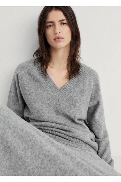 MANGO Woman V-Neck Straight Knitwear Sweater