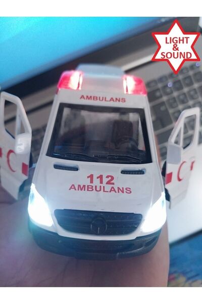 OYUNCAKSAHİLİ AMBULANS DİECAST METAL 112 ACİL OYUNCAK 4 SİREN SESLİ MİNİBÜS ÇEKBIRAK 3 KAPI AÇILIR