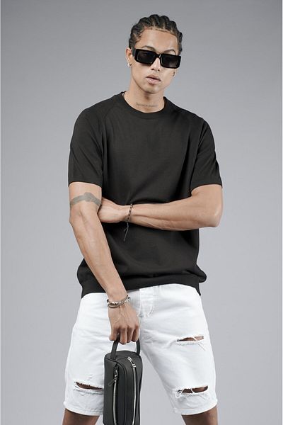 king brich Ανδρικό T-Shirt Crew Neck Raglan Sleeve Knitwear