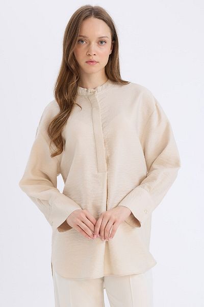 DeFacto Relax Fit Prevailing Collar Basic Solid Long Sleeve Shirt Tunika E1757AX25SP