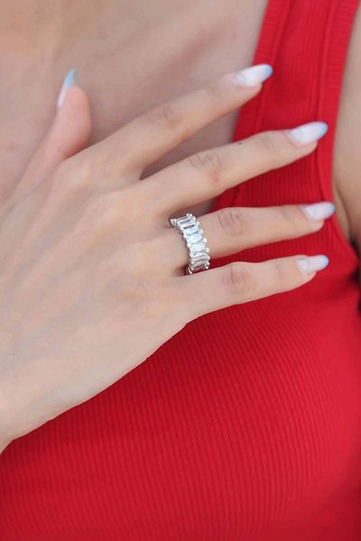 Calypso Zircon Stone Silver Color Baguette Women's Ring