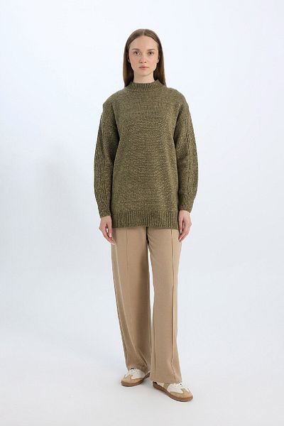 DeFacto Relax Fit Elastic Waist Basic Απλό Κρεπ Παντελόνι Palazzo D6884ax24wn