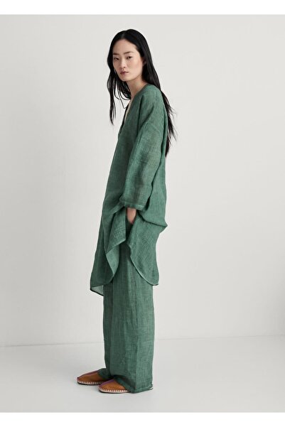 MANGO Woman Rami overdyed tasarım pantolon