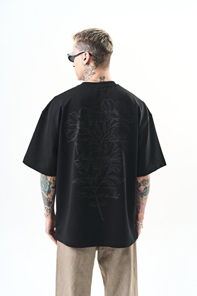 Respire Erkek Just Hold Nakışlı Oversize T-Shirt Siyah