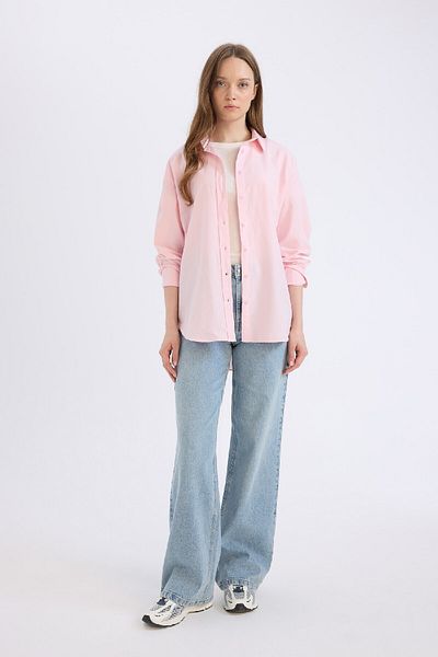 DeFacto Μακρυμάνικο πουκάμισο Relax Fit Oxford Tunic B8309ax25sp