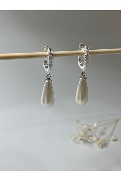 DURAN TAKI TASARIM Mayorka İnci Gümüş Küpe ( 8 x17 mm )