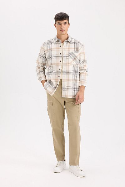 DeFacto Regular Fit Polo Collar Checked Flannel Long Sleeve Shirt E2763Ax24Wn