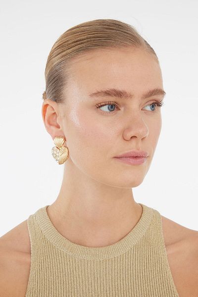 DeFacto Gold Stone Women's Earrings Set of 2 - E1457Axns