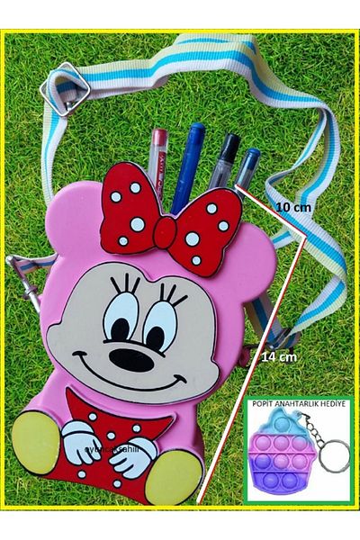 OYUNCAKSAHİLİ Minnie Mause 2-Piece Popit Shoulder Bag with Strap Popit Wallet with Keychain Gift 2 Products at a Time