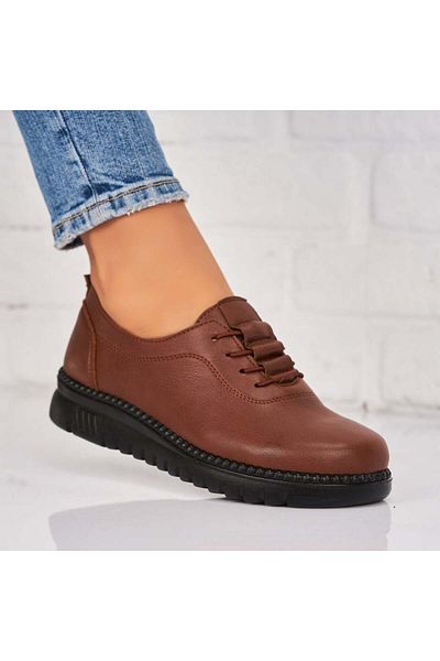 Joana Women's casual shoes Brown made of ecological leather Analia