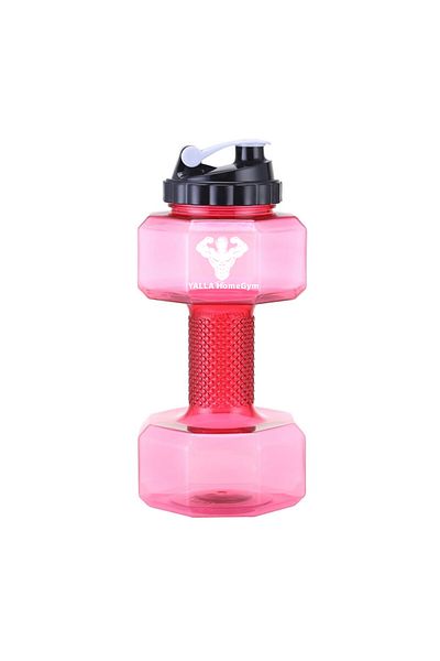 YALLA HomeGym 2.2L Dumbbell Shaped Sports Water Bottle, 2.5KG Filled Weight Water Bottle, RED