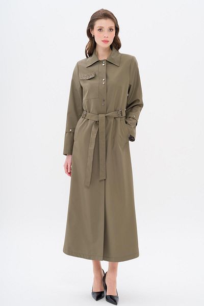Olcay Sportmantel mit Taschenstein-Detail und gemustertem Futter KHAKI 4306