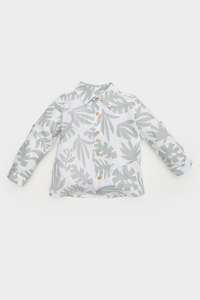 DeFacto Baby Boy Tropical Patterned Flared Poplin Long Sleeve Shirt B9257A525Sp