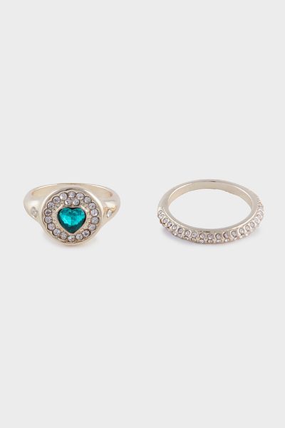 DeFacto Women's Green Stone 2-Piece Ring E3045Axns