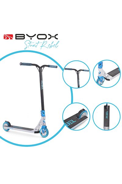 OEM BYOX Rebel Blue Aluminum Freestyle Scooter for Kids, ABEC-9 Bearings, Age 10 Years +