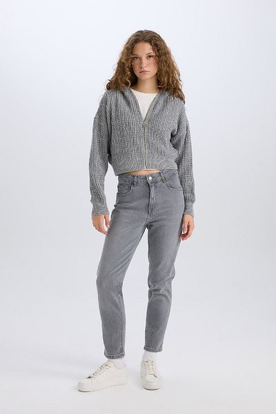 DeFacto Regular Fit Hooded Zippered Knitwear Cardigan E2269Axns