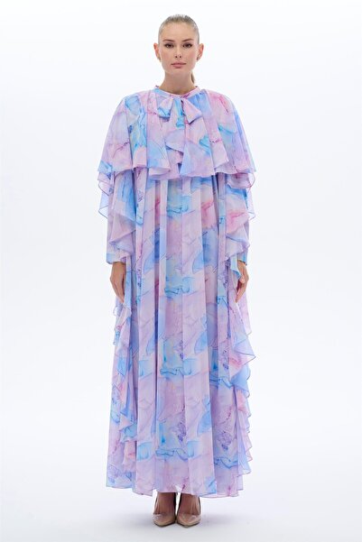 miha Hicran Önal Rochie cu pelerină pe umeri Lila