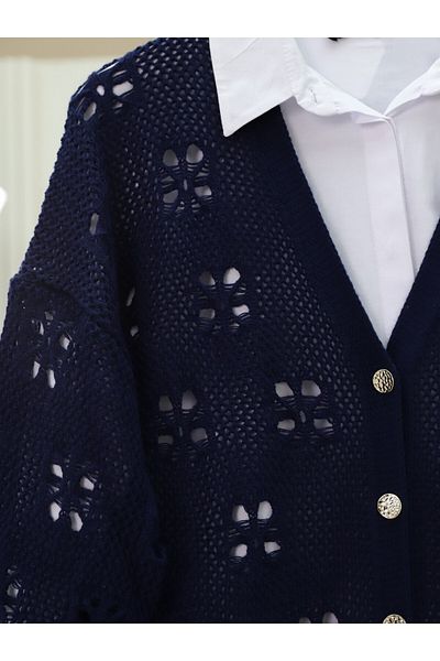 Modamorfo Buttoned Openwork Araboy Knitwear Cardigan
