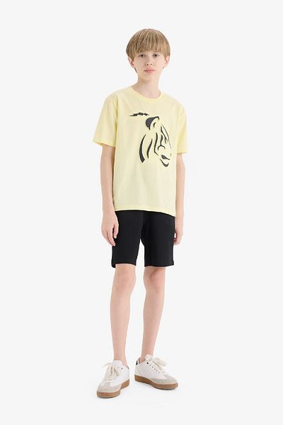 DeFacto Boy's 2 Piece Set Printed Short Sleeve T-Shirt Elastic Waist Shorts E3403A825Sm