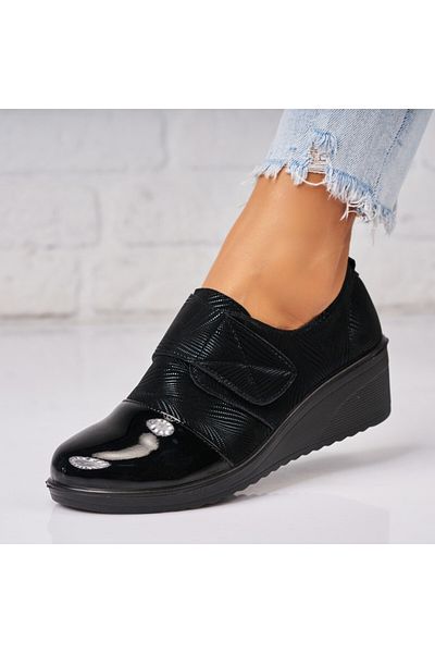Joana Women's Casual Black Shoes Made of Goat Suede Leather