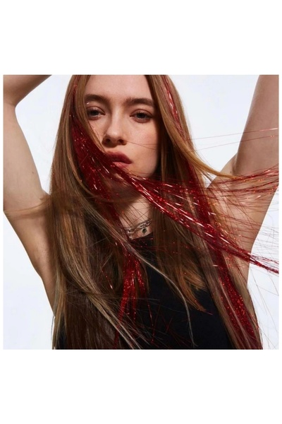 AKOLİFE Red Glitter Hair Sparkle / Hair Tinsel Shiny Hair Accessory