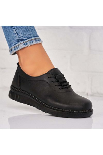 Joana Women's Casual Black Shoes Made of Ecological Leather Analia