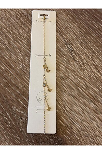 misstakıjewerly خلخال فراشة متدلية من الفولاذ باللون الذهبي