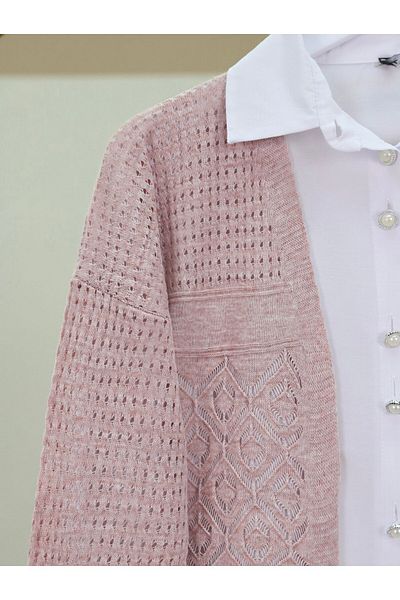 Modamorfo Ajurlu Seasonal Knitwear Cardigan - Powder