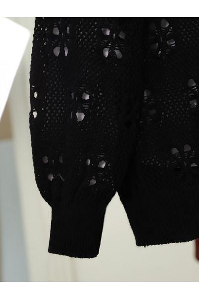 Modamorfo Buttoned Openwork Araboy Knitwear Cardigan -Black