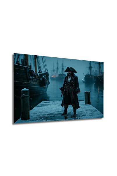 Teona Ahşap Kaptan Jack Sparrow Karayip Korsanları Yağlı Boya Görünümlü Dekoratif Ahşap Ev/İşyeri/Ofis Tablo