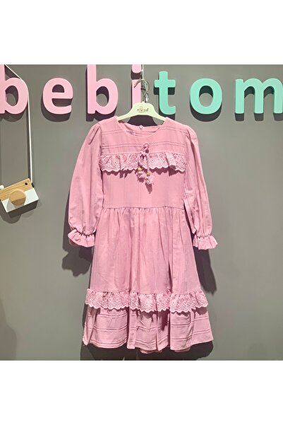 bebitomkids Kız 6-9 Yaş Dantelli Elbise