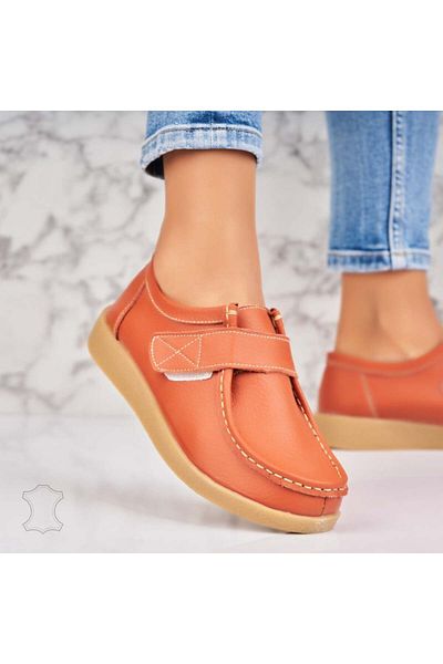 Joana Women's Loafers Natural Leather Orange Genesi