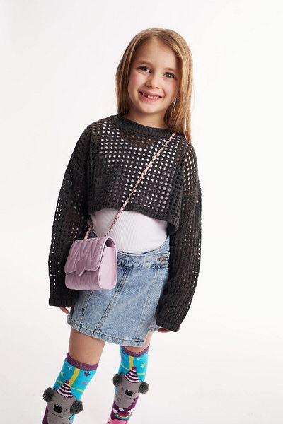 DeFacto Girl's Crop Crew Neck Openwork Sweater E4971A825Sm