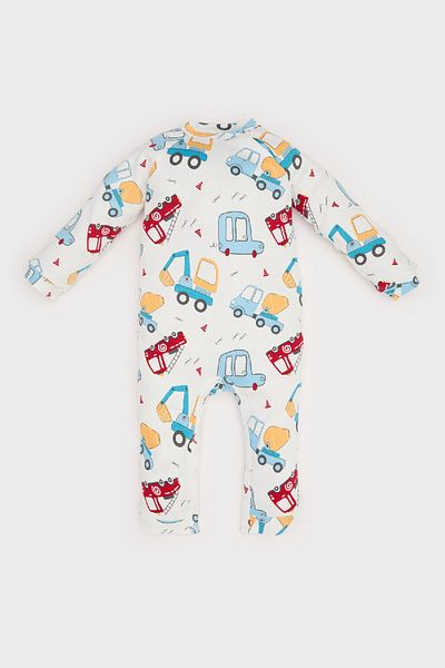DeFacto Baby Boy Newborn Vehicle Printed Long Sleeve Waffle Jumpsuit E2395A525Sp