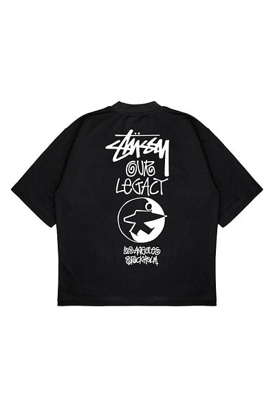 TRAGEDY Unisex Oversize Stussy Our Legacy μπλουζάκι με εμπριμέ Boxy Fit από χοντρό ύφασμα