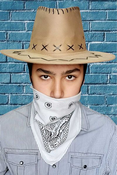 Uniquetrenders Παιδικό Unisex Bandana Nubuck καουμπόικο καπέλο (Ηλικία 8-14)